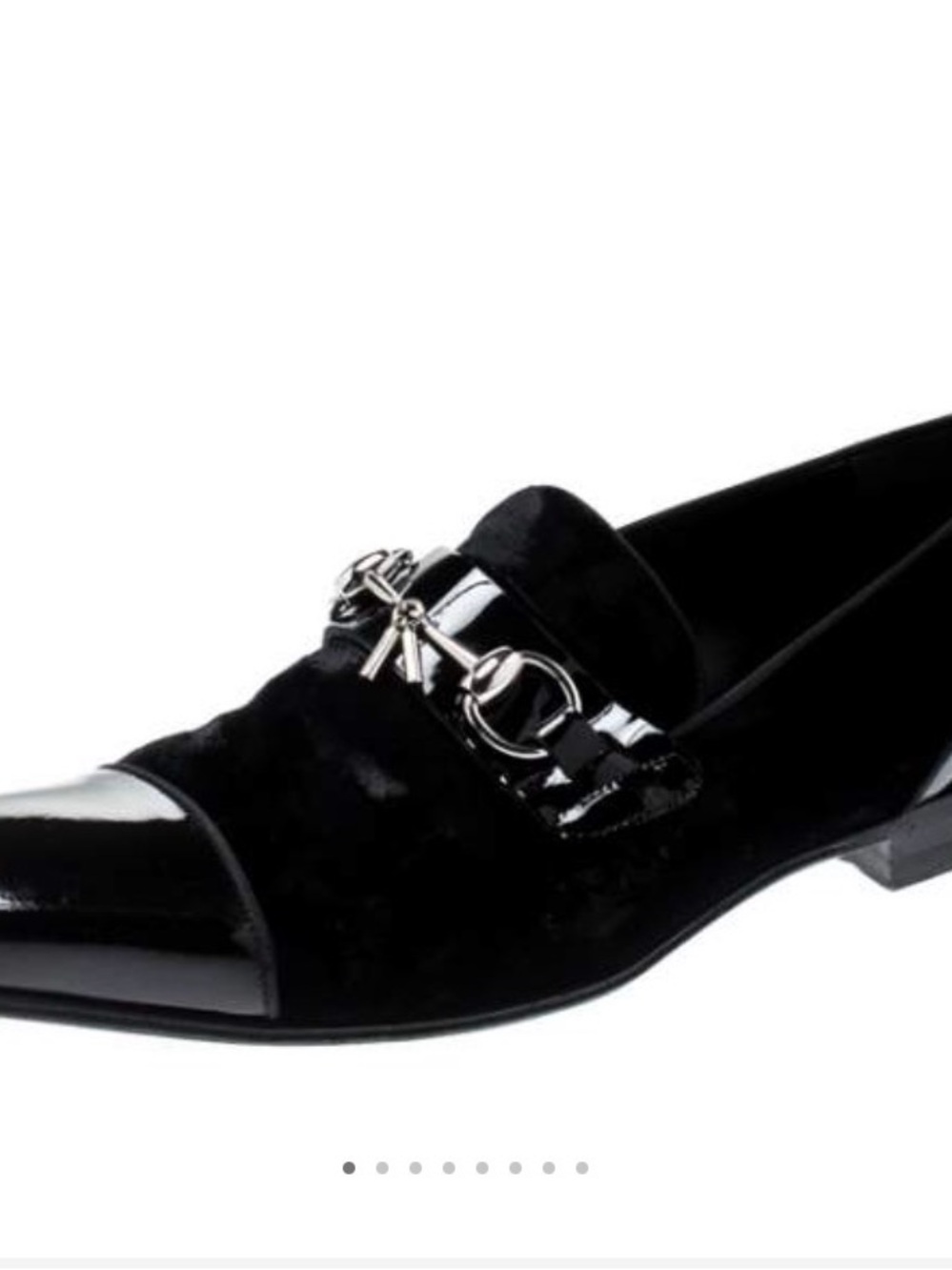 Gucci Black Patent & Suede Slip-On Loafers with Silver Bit - Picture 3 of 16